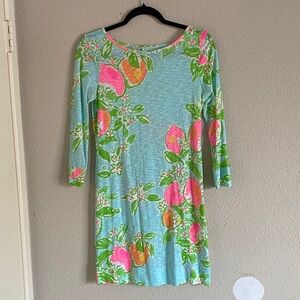 Lilly Pulitzer Blue and Pink Floral Long Sleeve Dress